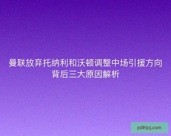 曼联放弃托纳利和沃顿调整中场引援方向背后三大原因解析 曼联放弃托纳利和沃顿调整中场引援方向背后三大原因解析