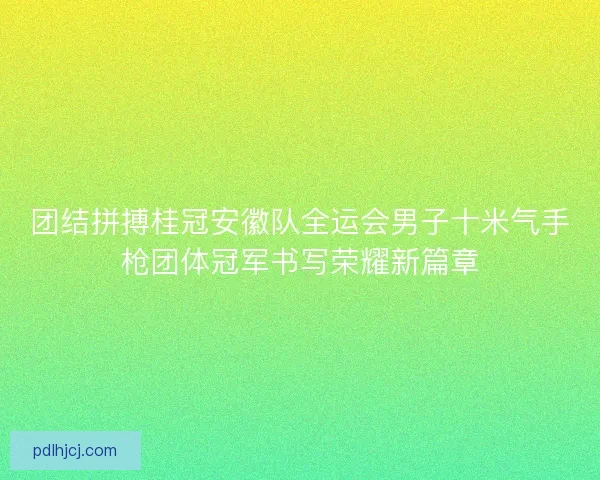 团结拼搏桂冠安徽队全运会男子十米气手枪团体冠军书写荣耀新篇章 团结拼搏桂冠安徽队全运会男子十米气手枪团体冠军书写荣耀新篇章